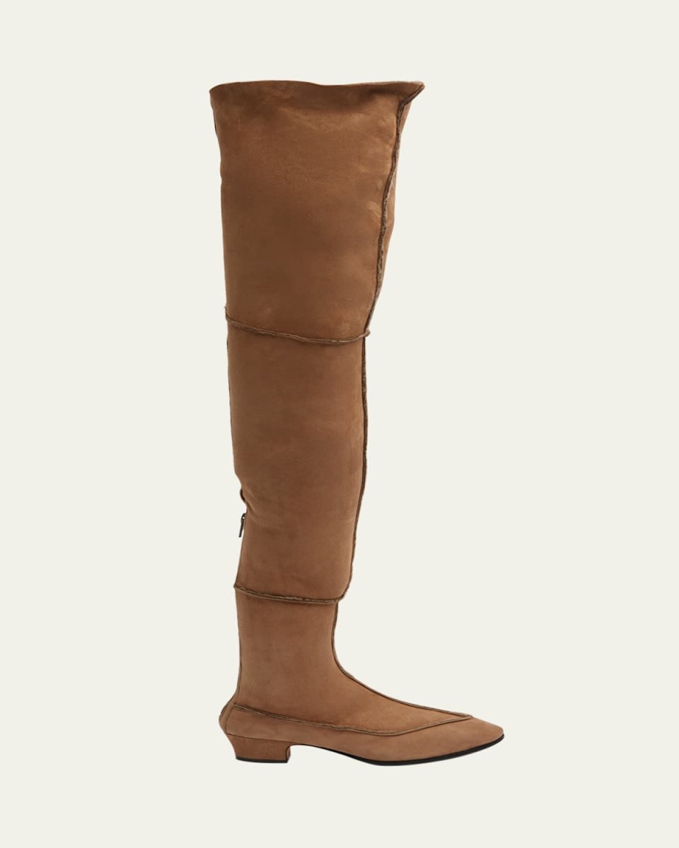 Awar Suede Shearling Over-The-Knee Boots